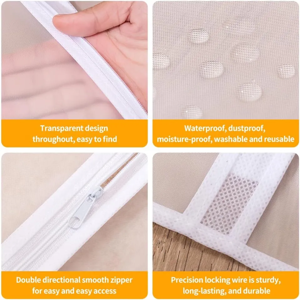Hanging Style Clothing Bag, Lightweight Dust-Proof Clothing Cover Bag, Dust-Proof Clothing Cover, Dress Bag with Full Zipper, Used for Closet Storage and Travel 23.62x47.24 (White)