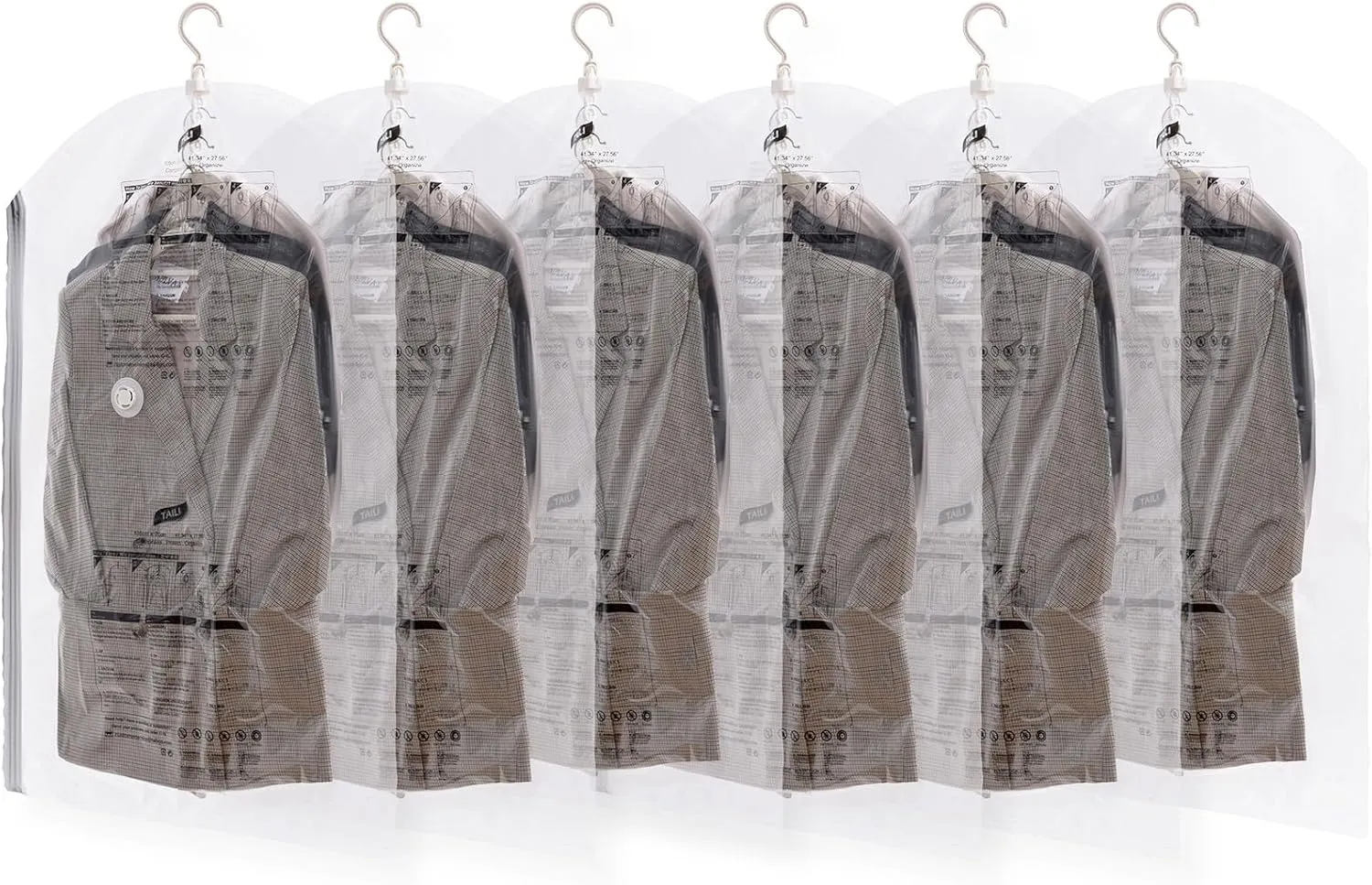 Hanging Vacuum Storage Bags, 6 Pack (41.3 x27.6 inch), Vacuum Seal Bags for Clothing, Garment Bags for Short Clothses, Jacket, Suits, Dresses, Closet Organizer Space Saving
