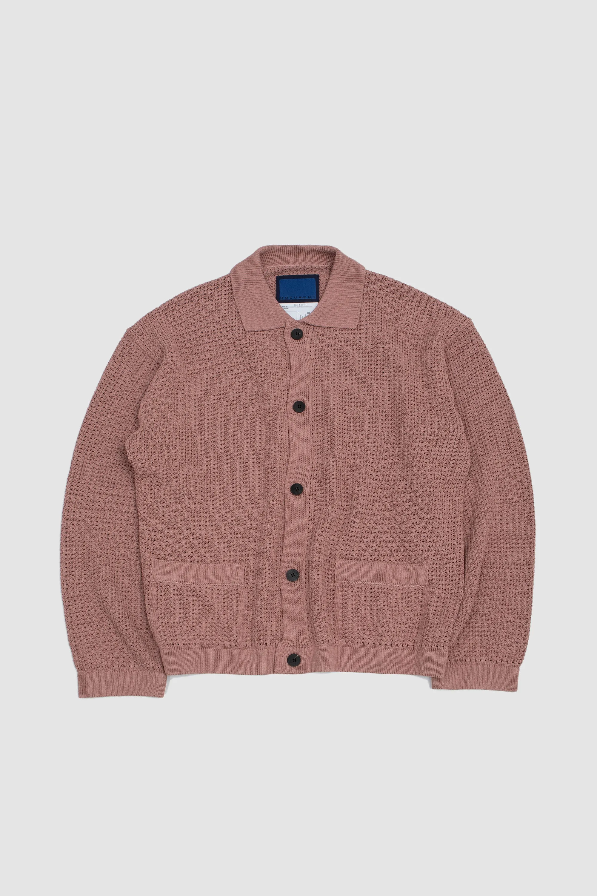 Hanji Paper Open Net Cardigan Pink