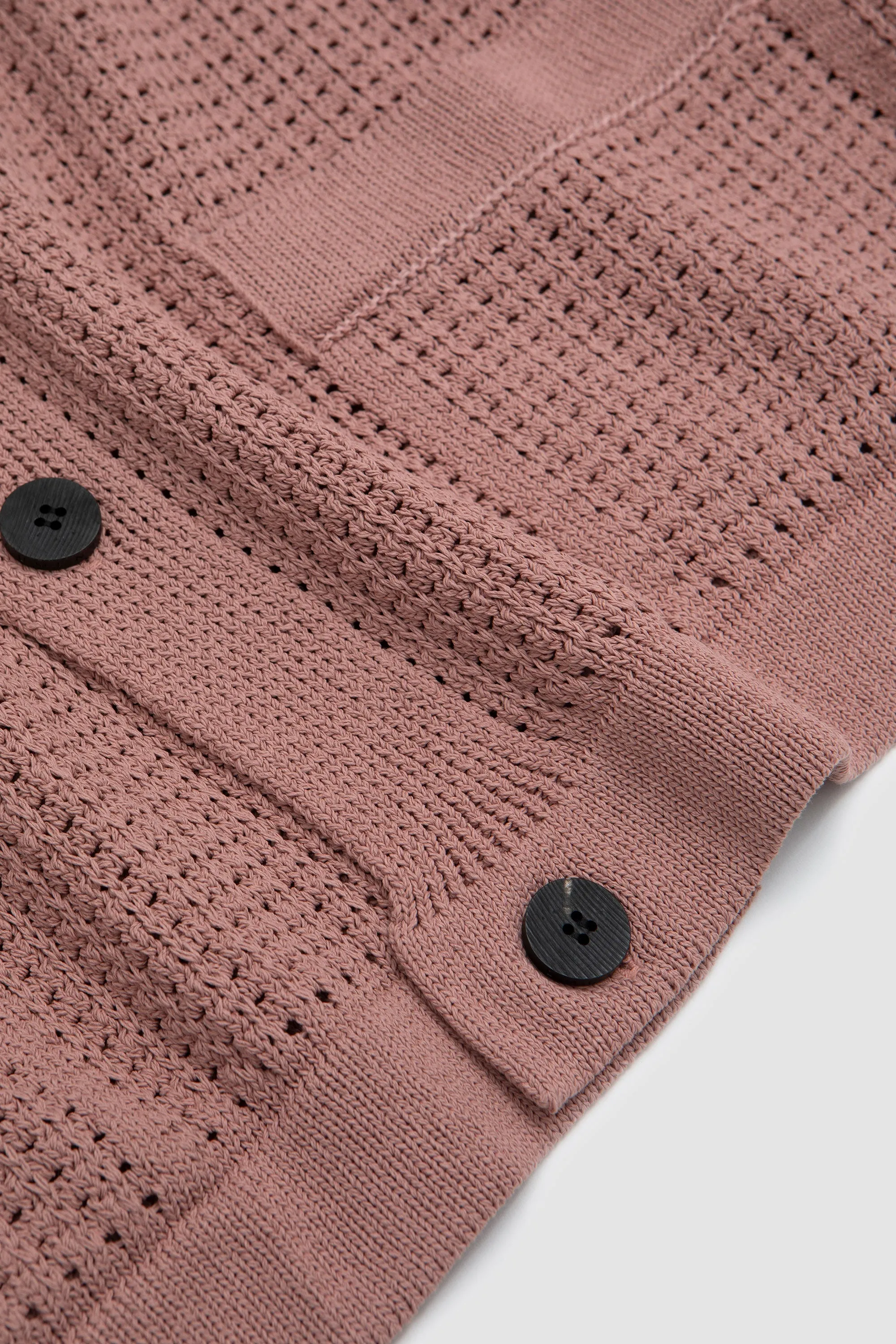 Hanji Paper Open Net Cardigan Pink