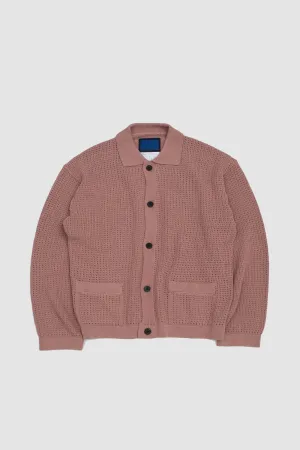 Hanji Paper Open Net Cardigan Pink
