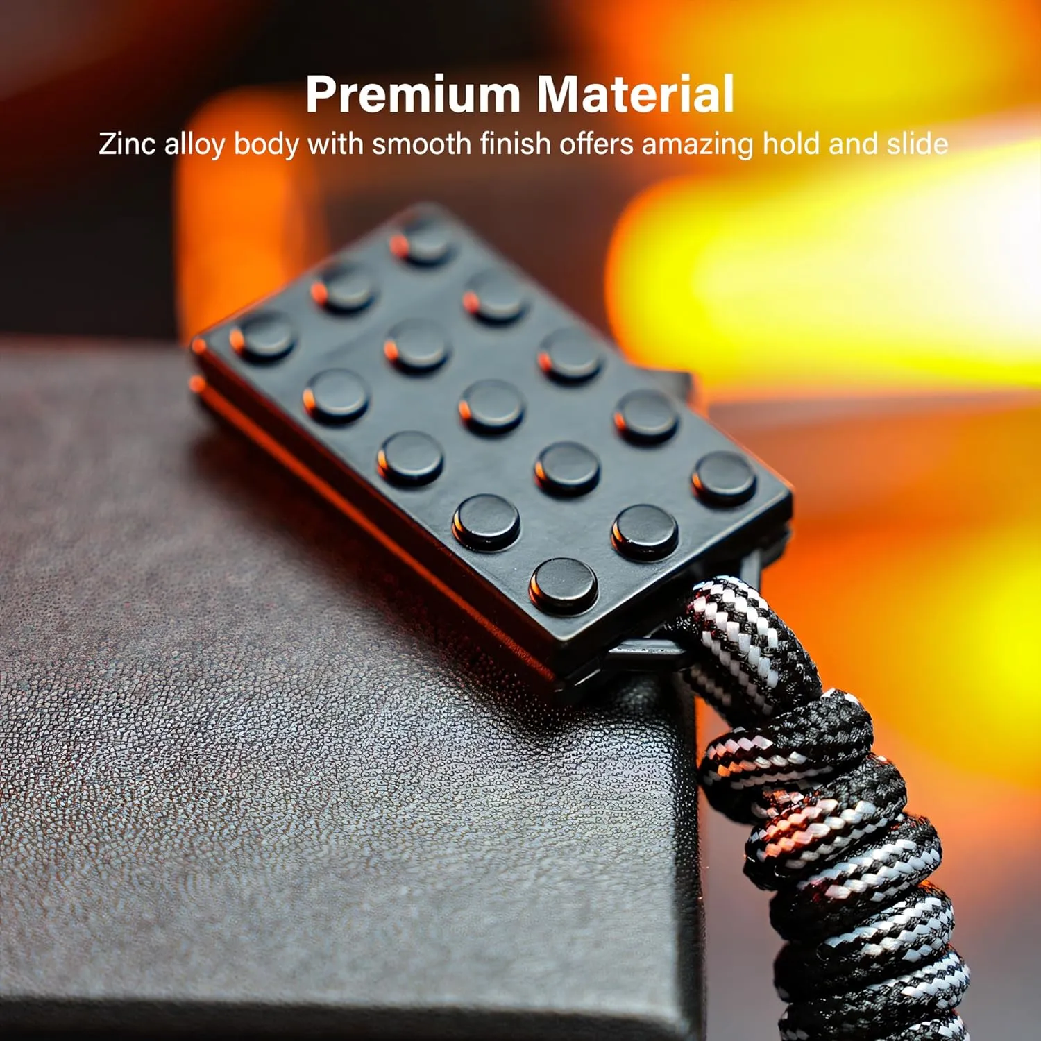 Haptic Fidget Slider Toy for Adults - EDC Metal Push Pull Fidget Blocks for Stress Anxiety Relief - Zinc Alloy (Black)
