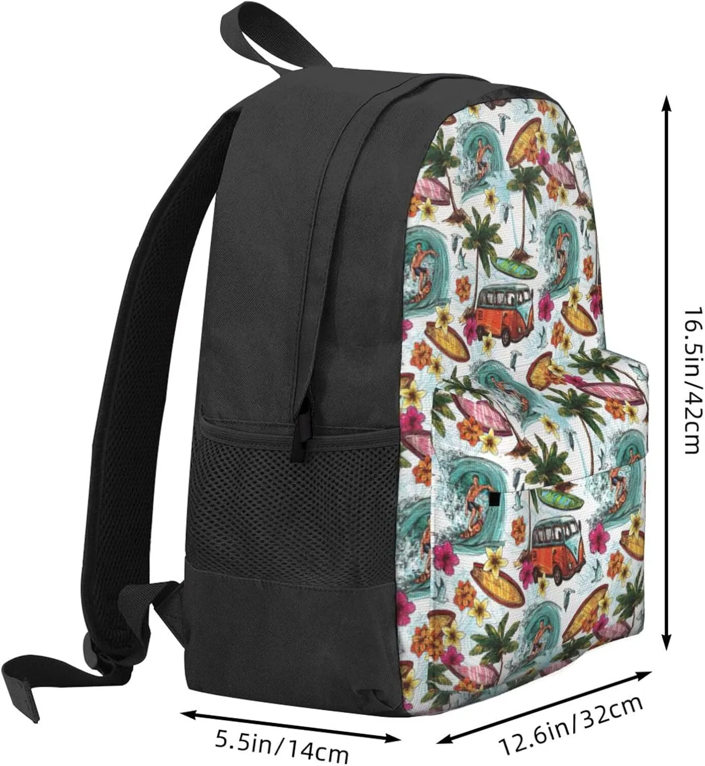 Hawaiian Surfer On Wavy Print Storage Bag, Shoulder Bag, Leisure Bag, Large Capacity Leisure Travel Shoulder Bag