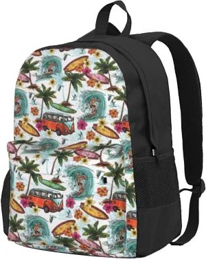 Hawaiian Surfer On Wavy Print Storage Bag, Shoulder Bag, Leisure Bag, Large Capacity Leisure Travel Shoulder Bag