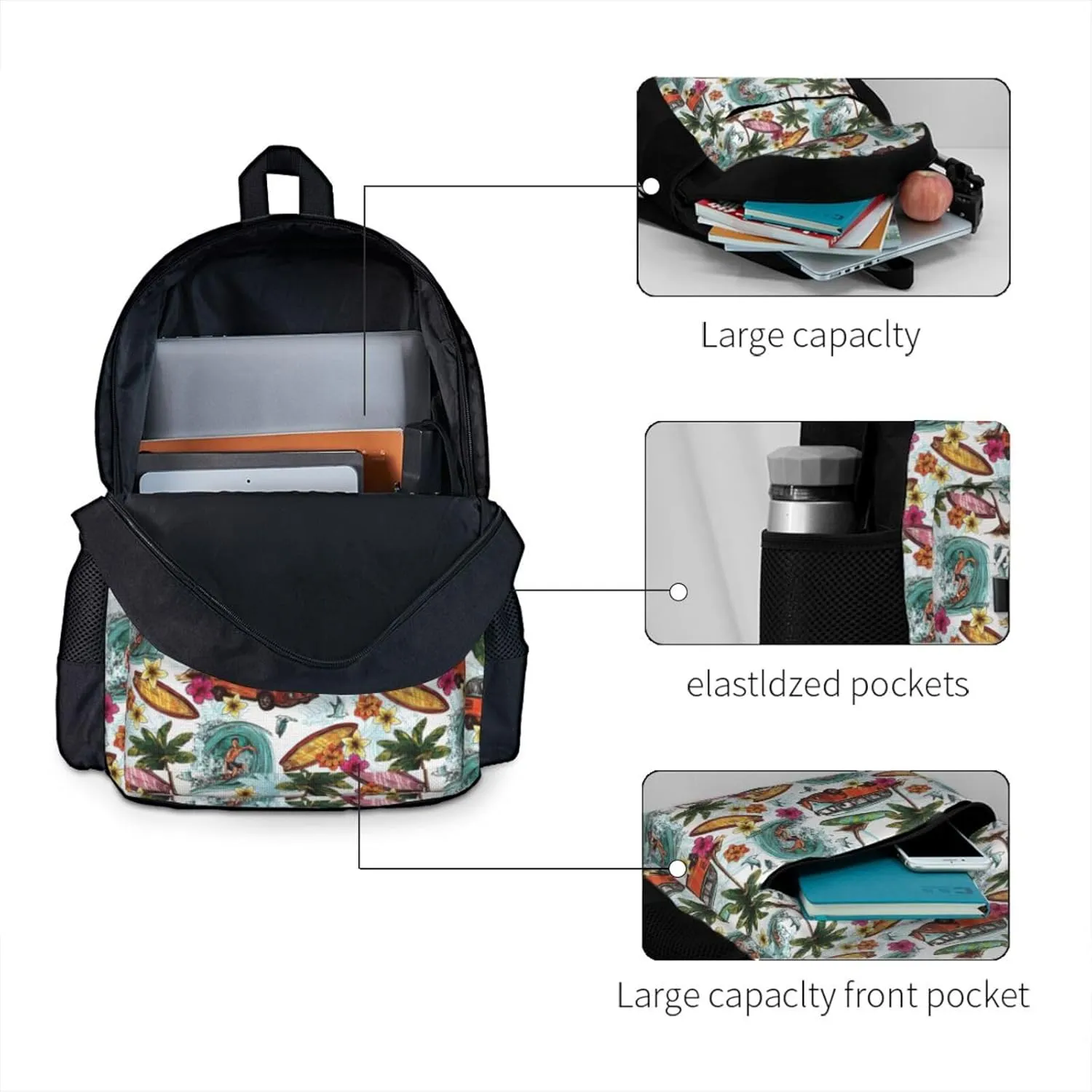 Hawaiian Surfer On Wavy Print Storage Bag, Shoulder Bag, Leisure Bag, Large Capacity Leisure Travel Shoulder Bag
