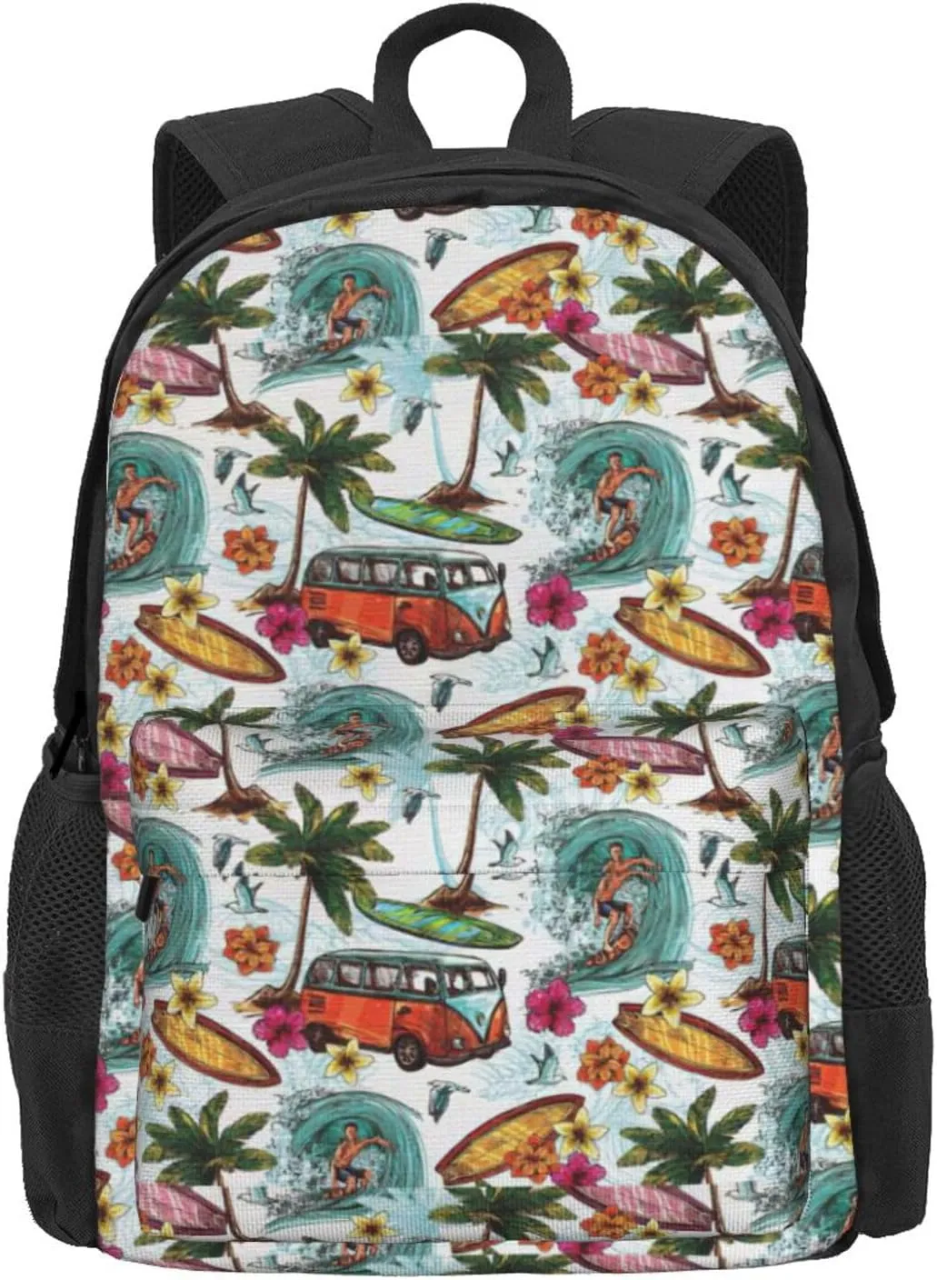 Hawaiian Surfer On Wavy Print Storage Bag, Shoulder Bag, Leisure Bag, Large Capacity Leisure Travel Shoulder Bag