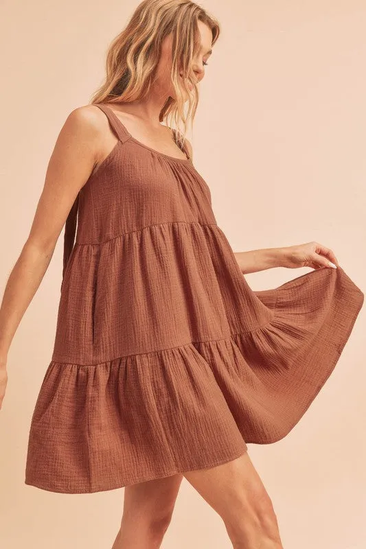 Hazel Blues® |  Aemi Co Tiered Mini Cami Dress with Pockets