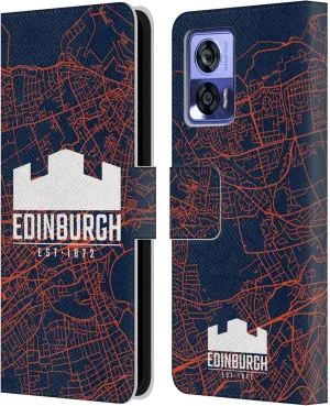 Head Case Designs Officially Licensed Edinburgh Rugby Map Graphics Leather Book Wallet Case Cover Compatible with Motorola Edge 30 Neo 5G