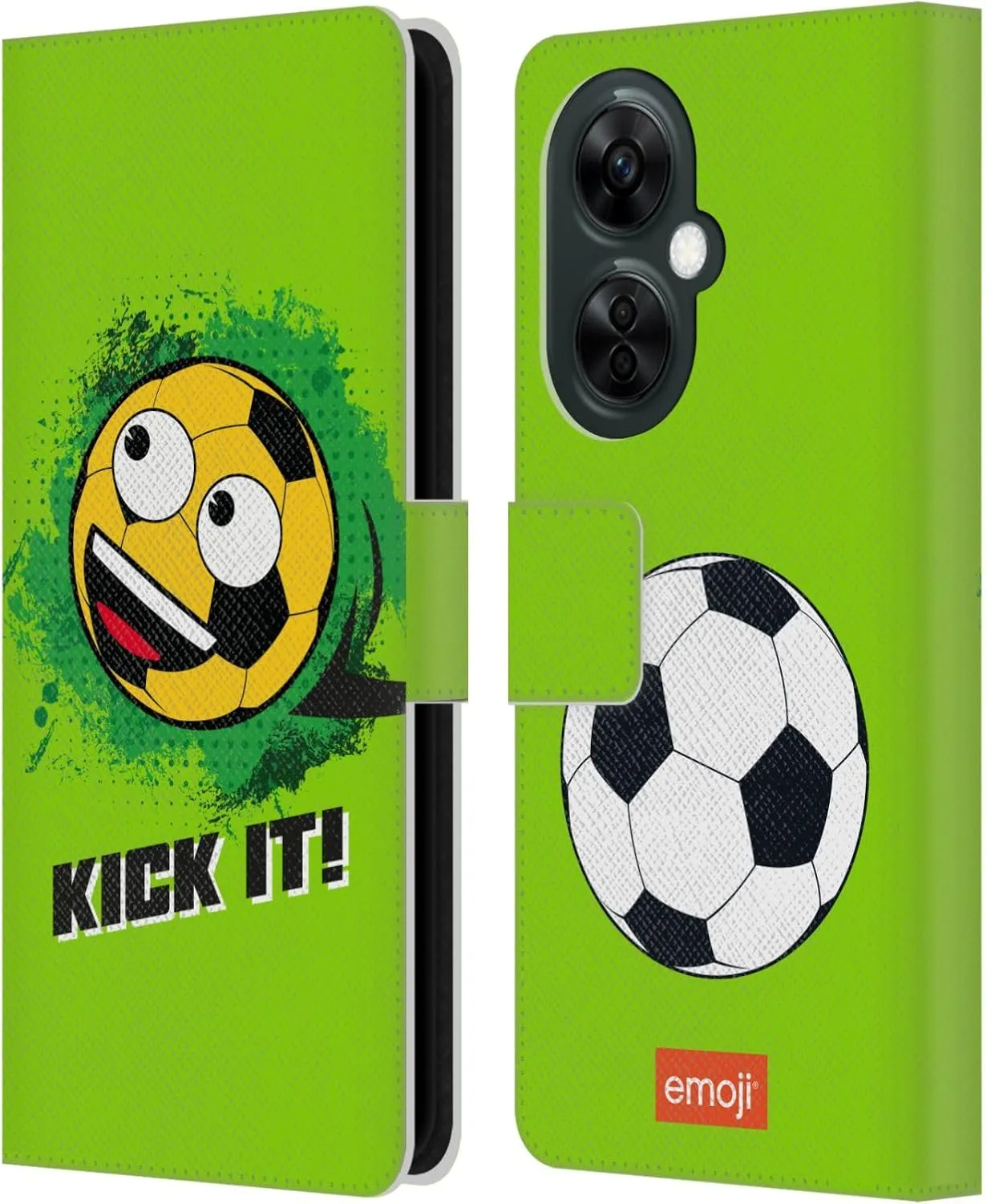Head Case Designs Officially Licensed Emoji® Kick It Football Leather Book Wallet Case Cover Compatible with OnePlus Nord CE 3 Lite 5G