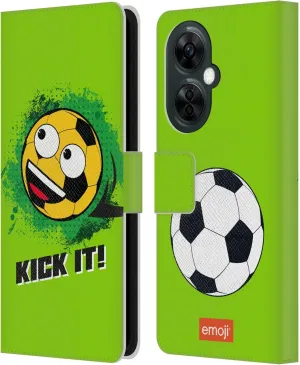 Head Case Designs Officially Licensed Emoji® Kick It Football Leather Book Wallet Case Cover Compatible with OnePlus Nord CE 3 Lite 5G