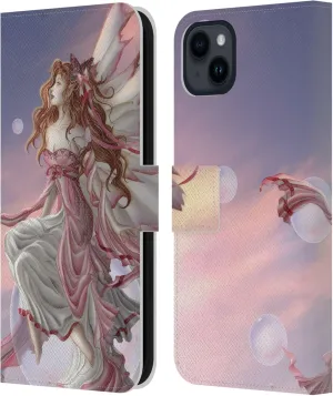 Head Case Designs Officially Licensed Nene Thomas Daybreak Pink Fairy Bubbles Leather Book Wallet Case Cover Compatible with Apple iPhone 15 Plus