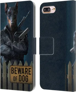 Head Case Designs Officially Licensed Vincent HIE Beware of Dog Canidae Leather Book Wallet Case Cover Compatible with Apple iPhone 7 Plus/iPhone 8 Plus