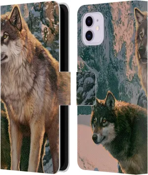 Head Case Designs Officially Licensed Vincent HIE Wolf Couple Canidae Leather Book Wallet Case Cover Compatible with Apple iPhone 11