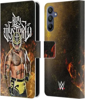 Head Case Designs Officially Licensed WWE Portrait Rey Mysterio Leather Book Wallet Case Cover Compatible with Samsung Galaxy A15