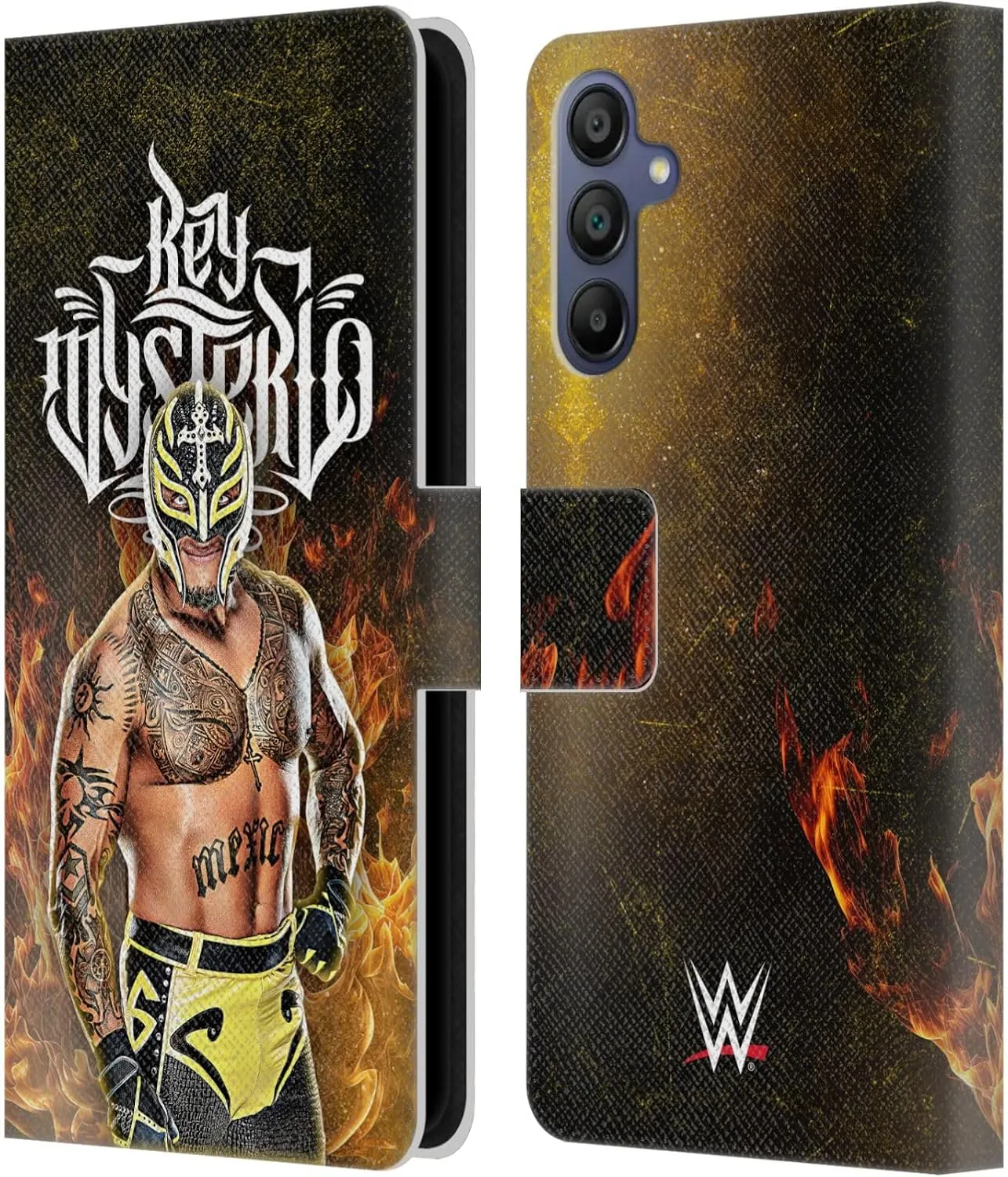 Head Case Designs Officially Licensed WWE Portrait Rey Mysterio Leather Book Wallet Case Cover Compatible with Samsung Galaxy A15
