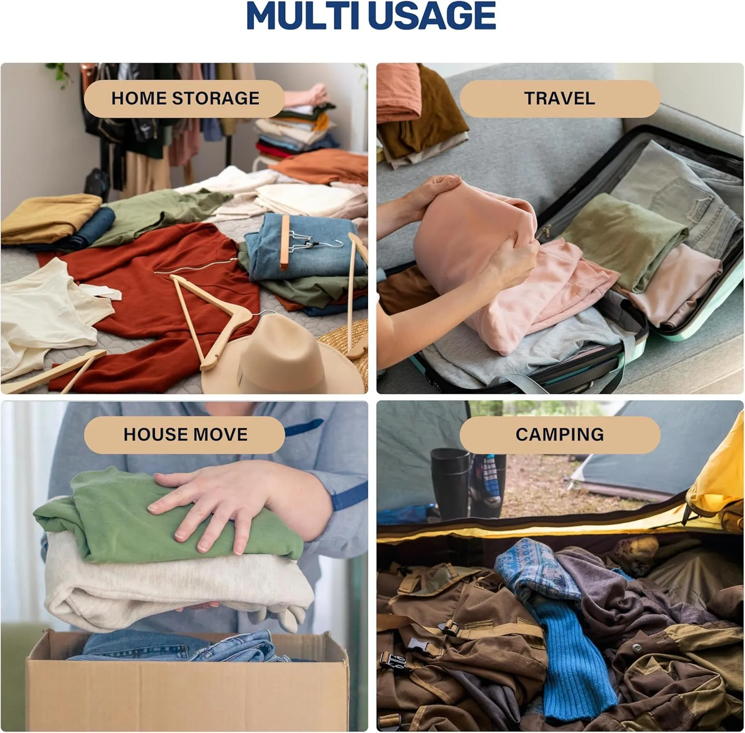 HealSmart Vacuum Storage Bags, 20 Pack Space Saver Vacuum Seal Bags, Compression Bags for Travel Lugggage, Clothing, Comforters, Blankets with Hand Pump (4 Jumbo/4 Large/4 Medium/4 Small/4 Roll M)