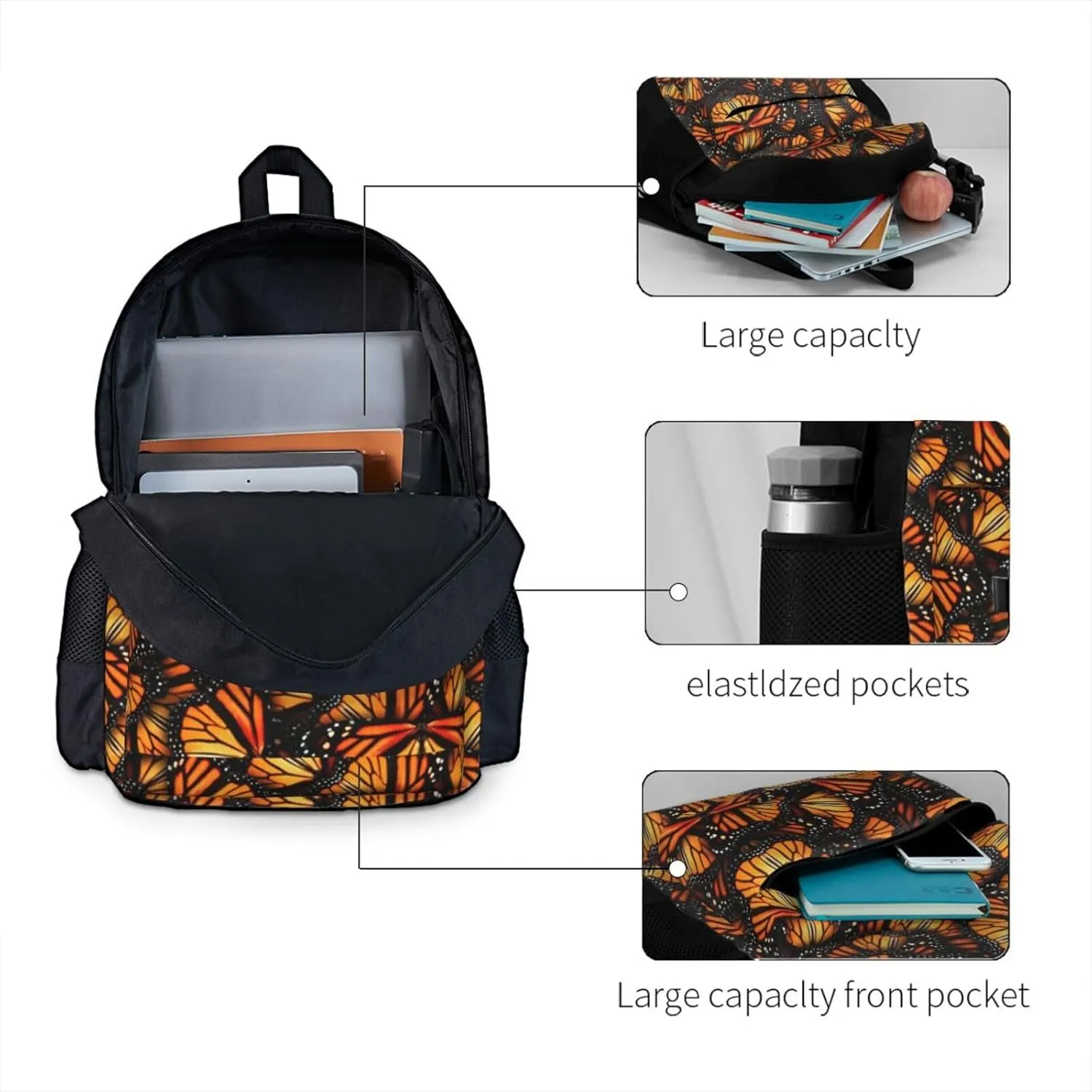 Heaps Of Orange Monarch Butterflies Print Storage Bag, Shoulder Bag, Leisure Bag, Large Capacity Leisure Travel Shoulder Bag