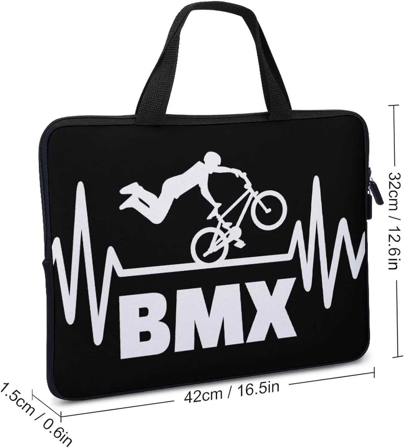 Heartbeat Pulse Line with BMX Laptop Bag Laptop Case Sleeve Work Laptop Shoulder Bag Portable Travel Laptop Briefcase