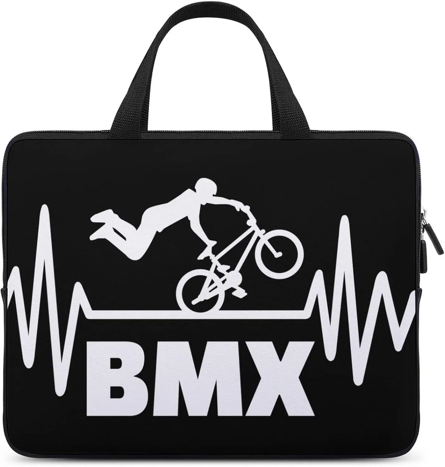 Heartbeat Pulse Line with BMX Laptop Bag Laptop Case Sleeve Work Laptop Shoulder Bag Portable Travel Laptop Briefcase