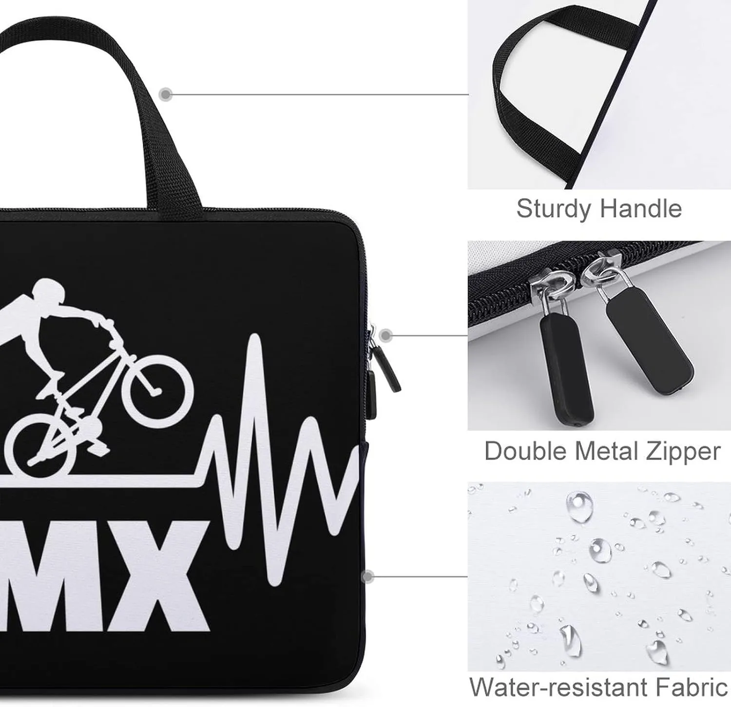 Heartbeat Pulse Line with BMX Laptop Bag Laptop Case Sleeve Work Laptop Shoulder Bag Portable Travel Laptop Briefcase