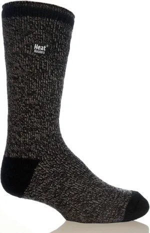 HEAT HOLDERS Men's Block Twist Socks Charcoal/Cream/Men's 7-12