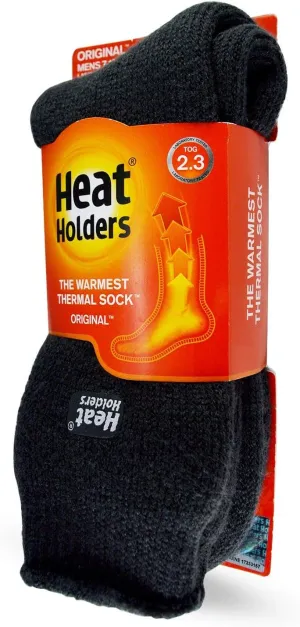 HEAT HOLDERS Men's Block Twist Socks Charcoal/Cream/Men's 7-12