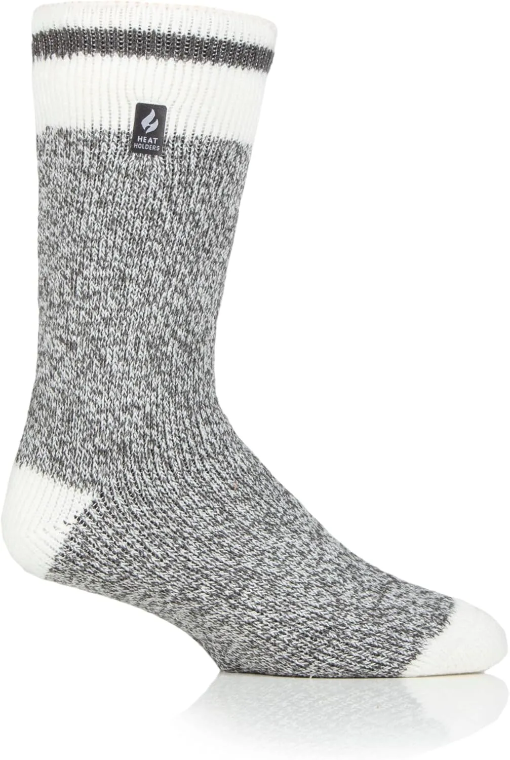 Heat Holders Men's Jeffrey ORIGINAL Cream Block Twist Crew Socks | Warm   Soft, Hiking, Cabin, Hunting, Outdoor, Cozy Socks
