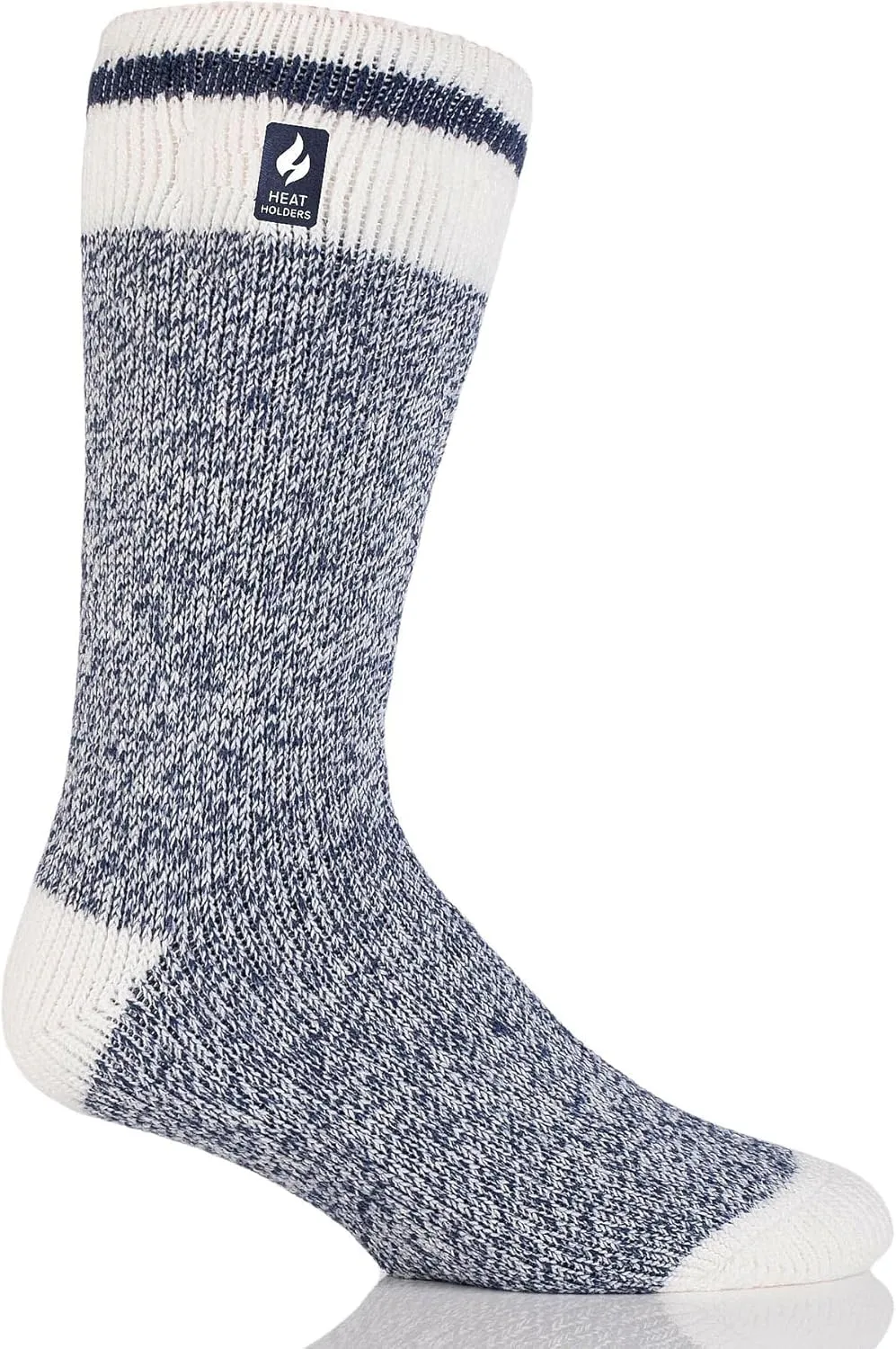 Heat Holders Men's Jeffrey ORIGINAL Cream Block Twist Crew Socks | Warm   Soft, Hiking, Cabin, Hunting, Outdoor, Cozy Socks