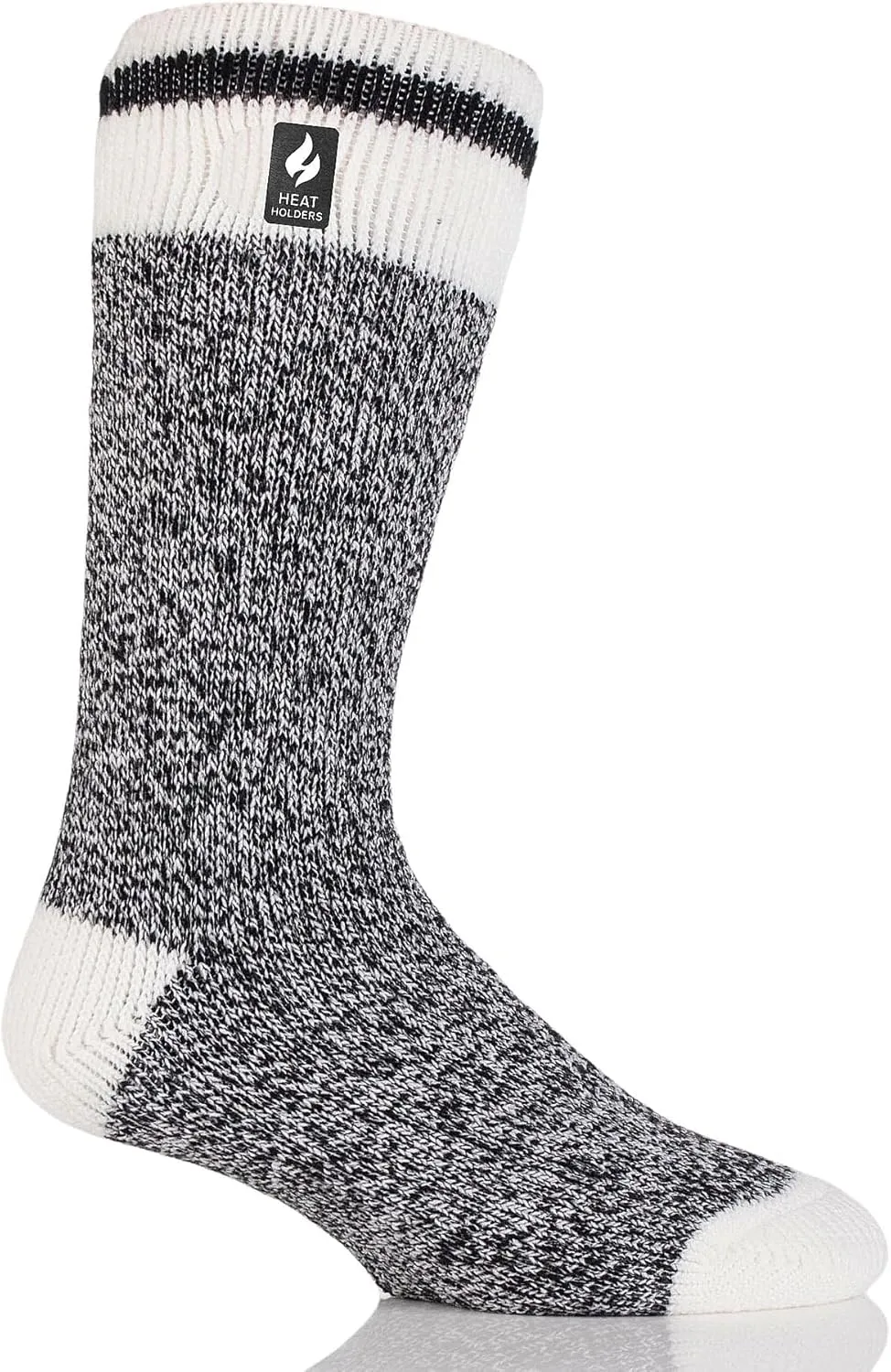 Heat Holders Men's Jeffrey ORIGINAL Cream Block Twist Crew Socks | Warm   Soft, Hiking, Cabin, Hunting, Outdoor, Cozy Socks