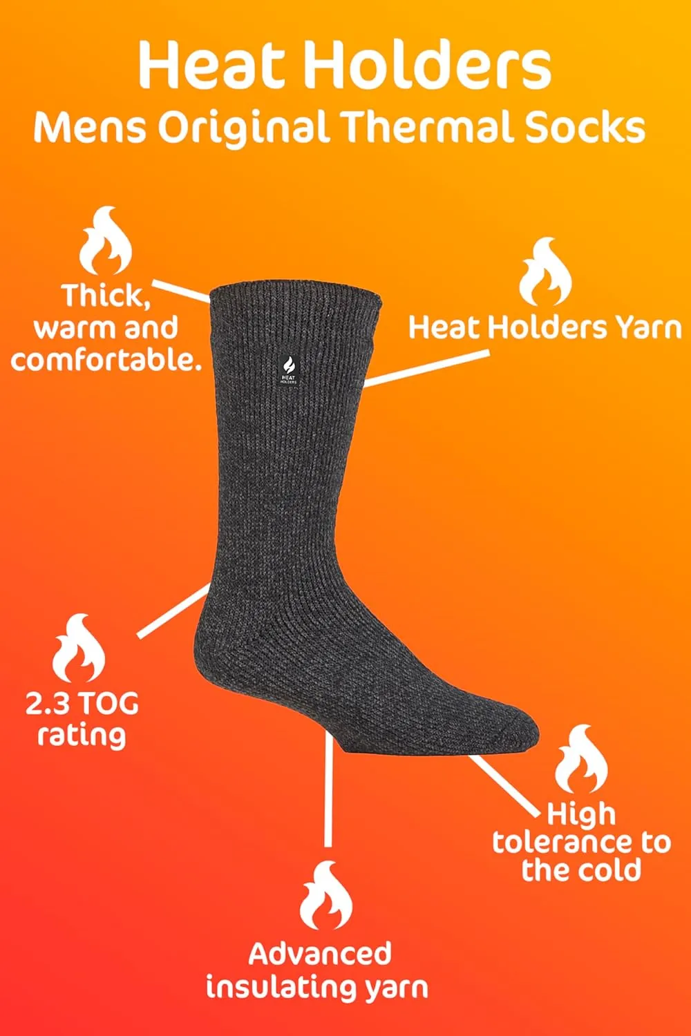 HEAT HOLDERS - Mens Thick 2.3 TOG Winter Warm Original Twist Thermal Crew Socks
