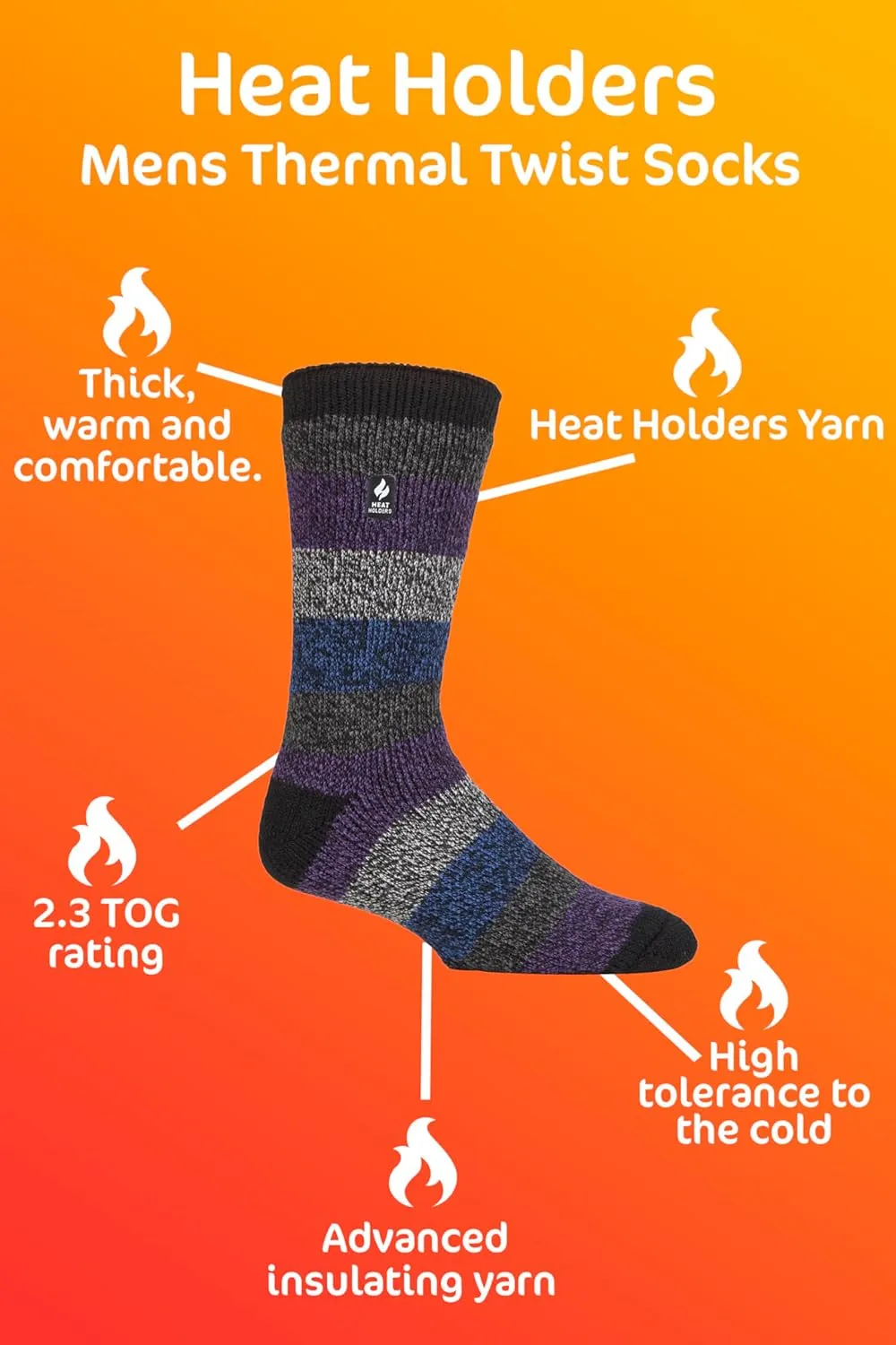 HEAT HOLDERS - Mens Thick Original Thermal Socks | Fuzzy Fleece Boot Socks
