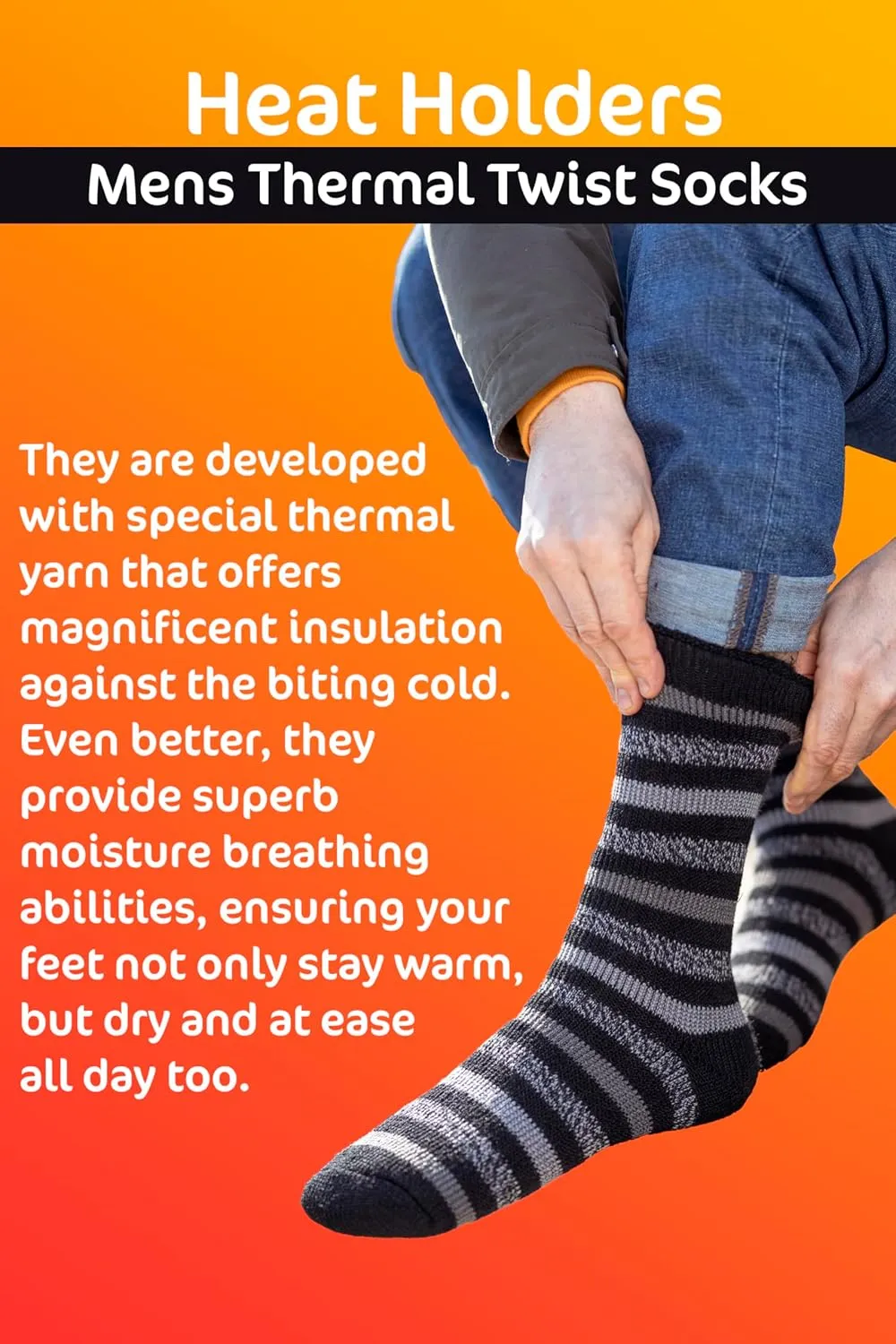 HEAT HOLDERS - Mens Thick Original Thermal Socks | Fuzzy Fleece Boot Socks