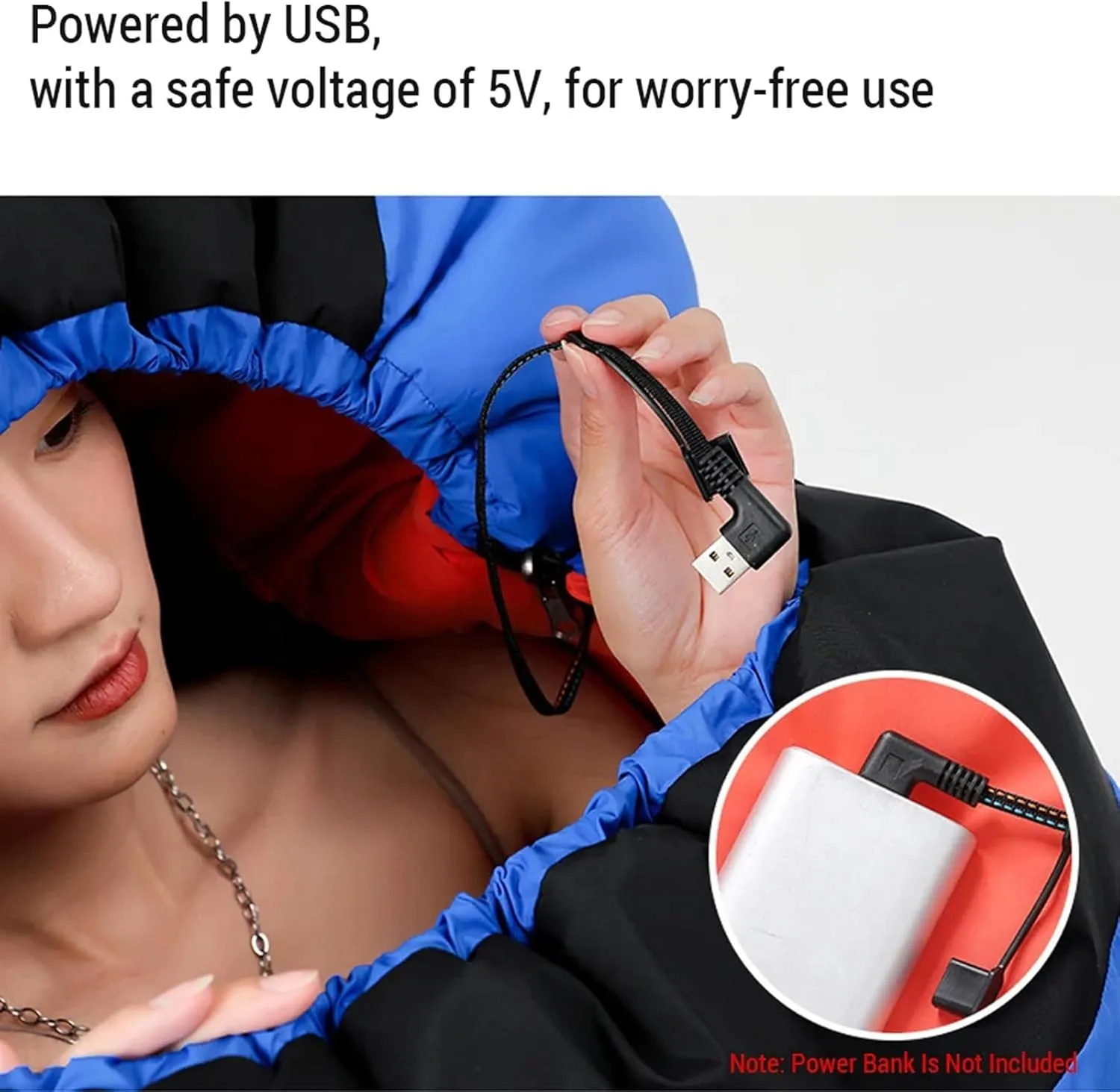 Heated Sleeping Bag for Adults,USB Power Support Mummy Heated Blanket with Compression Sack,3-4 Season Tent Heater for Camping,3 Adjustable Temperature,5 Heating Zones