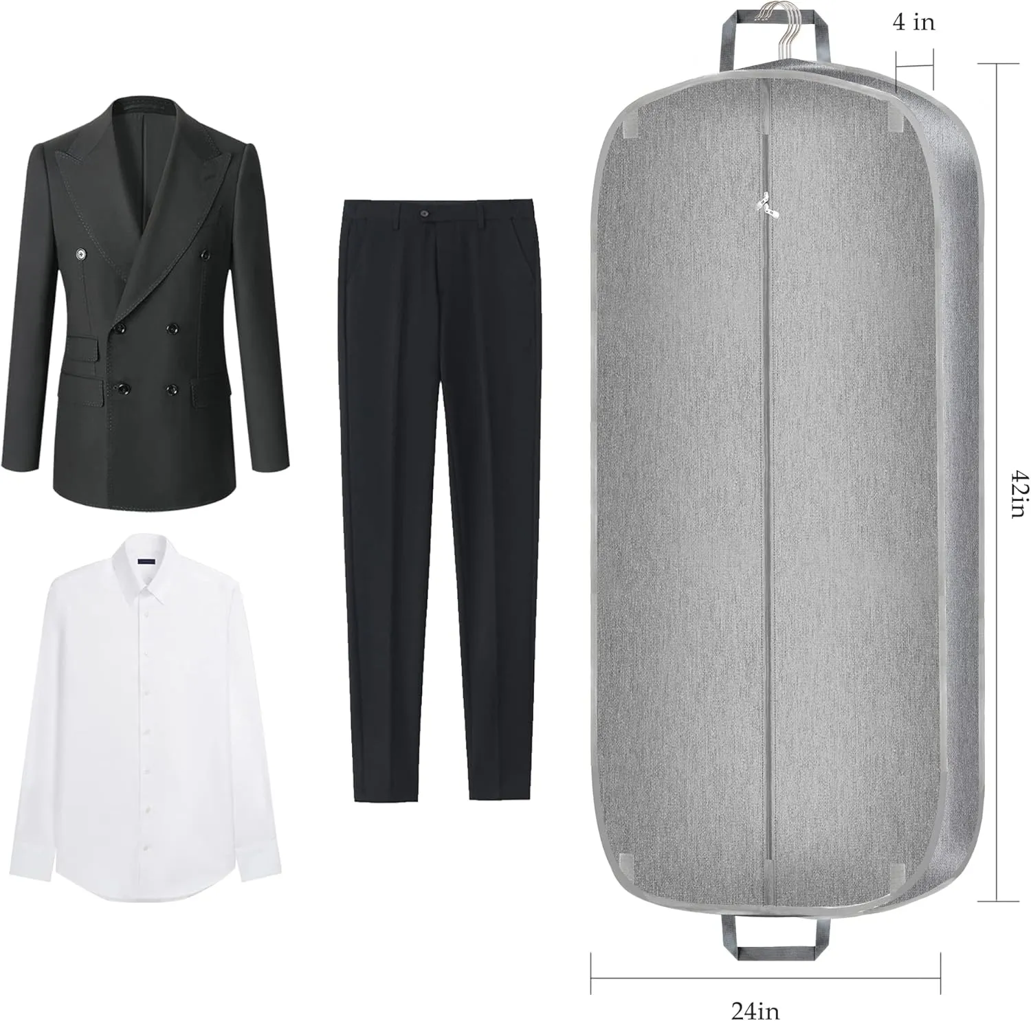 Heavy Duty Waterproof Garment Bag for Travel, Tear Resistance Suit Bag for Men Travel for Suits, Tuxedos, Coats, Uniform. Grey, 42 inch…