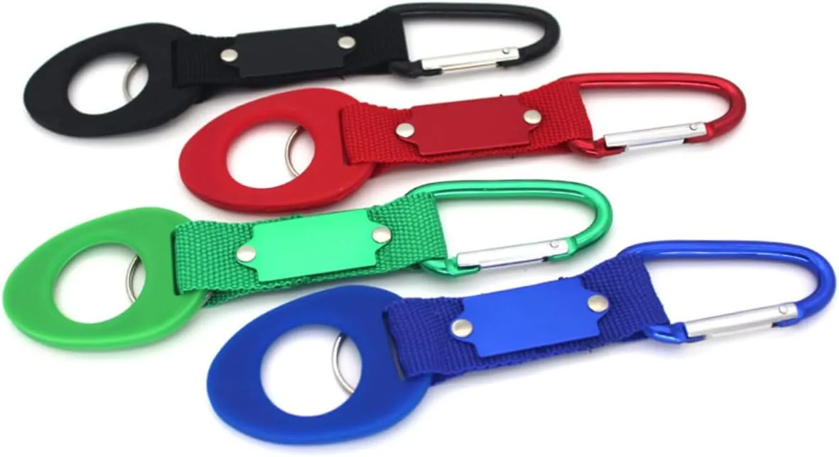 HEMOTON 4Pcs Silicone Water Bottle Holder Clip Key Ring Buckle for Outdoor Activities Convenient Drink Holder for Hiking Camping Travel Lightweight Scratch Resistant Design