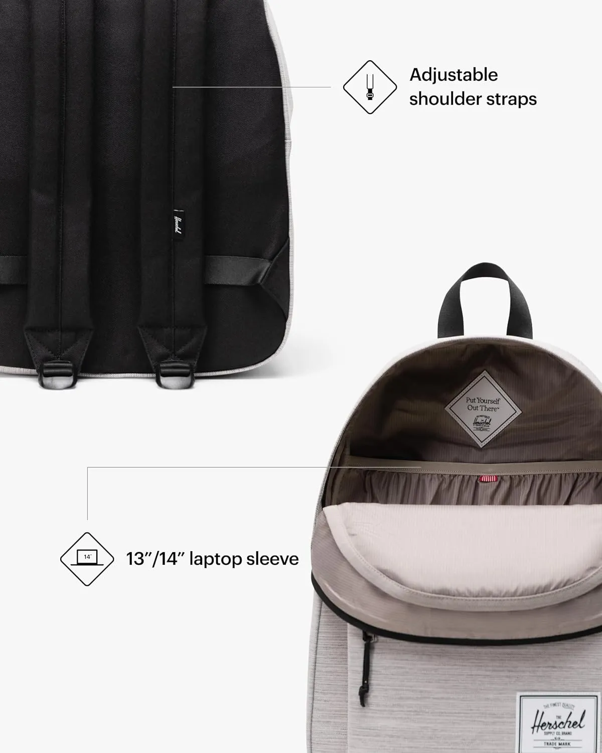 Herschel Supply Co. Classic Backpack, Light Grey Crosshatch, One Size