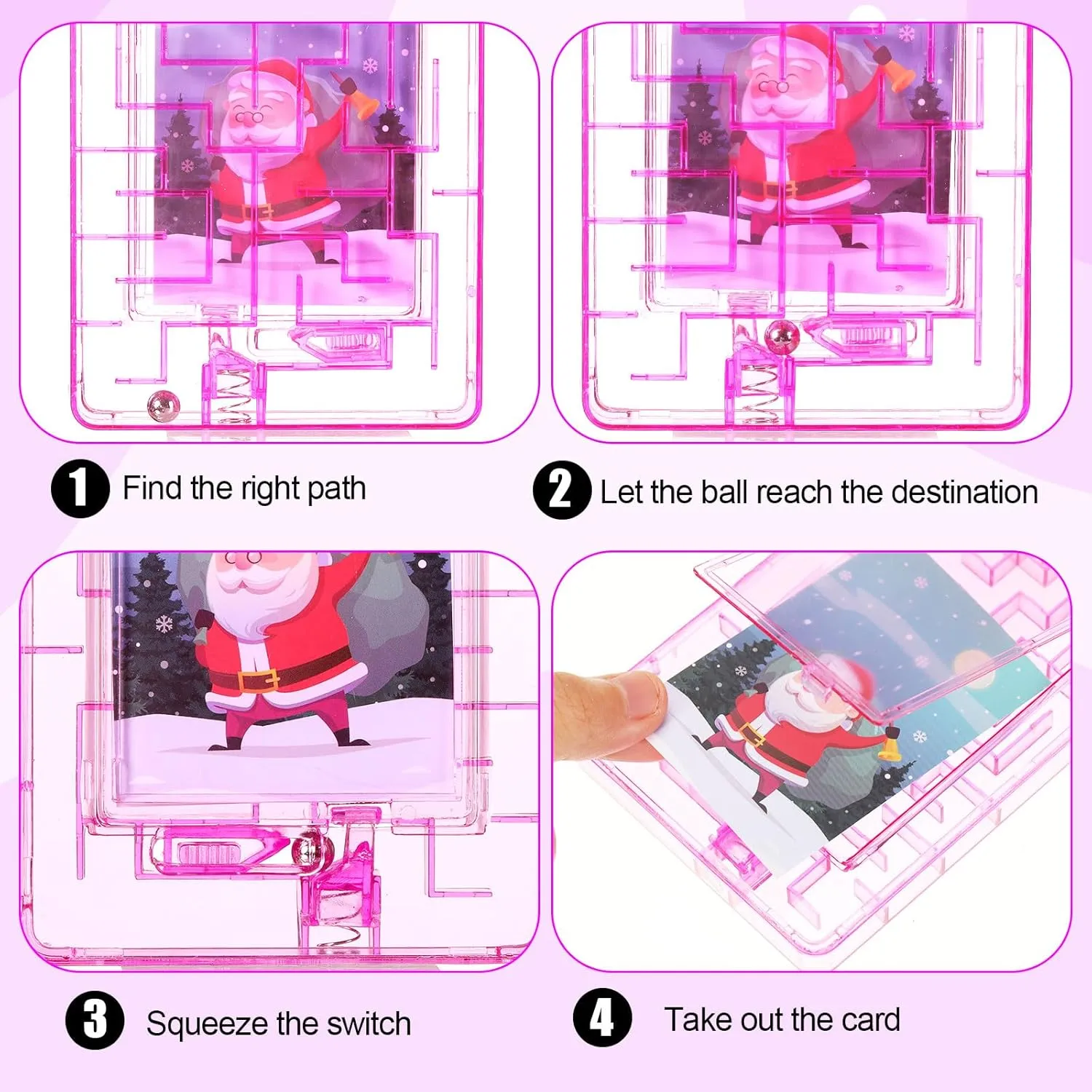 Hiboom 8 Set Christmas Maze Puzzle Gift Box Plastic Puzzle Card Holder Fun Maze Card Box Intellectual Pinball Machine Game for Kids Teens Adults Stocking Stuffers Birthday Favors, 8 Styles