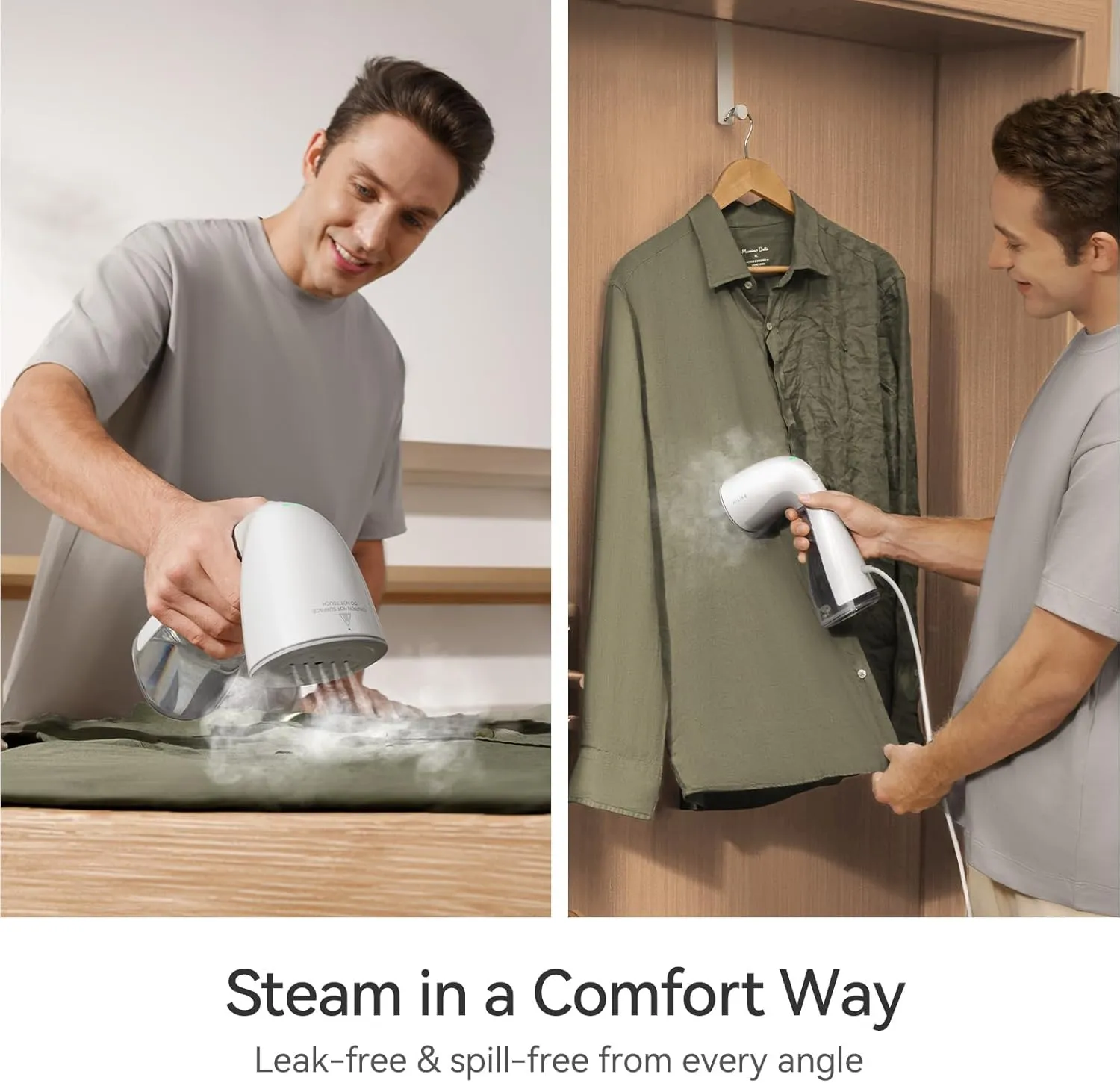 HiLIFE Steamer for Clothes, Handheld Clothes Steamer with Large 300ml Tank, 1100W Clothing Steamer, Fabric Wrinkle Remover, Portable & Compact Travel Size Garment Steamer ONLY FOR 120V (White)
