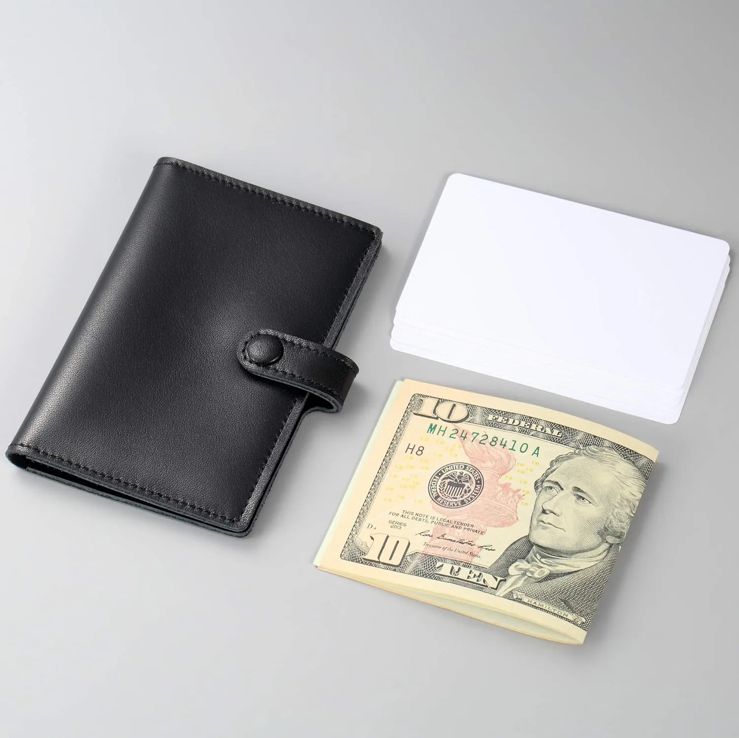 HISCOW Minimalist Thin Bifold Card Holder - Italian Calfskin (Dieter Diez, Black)