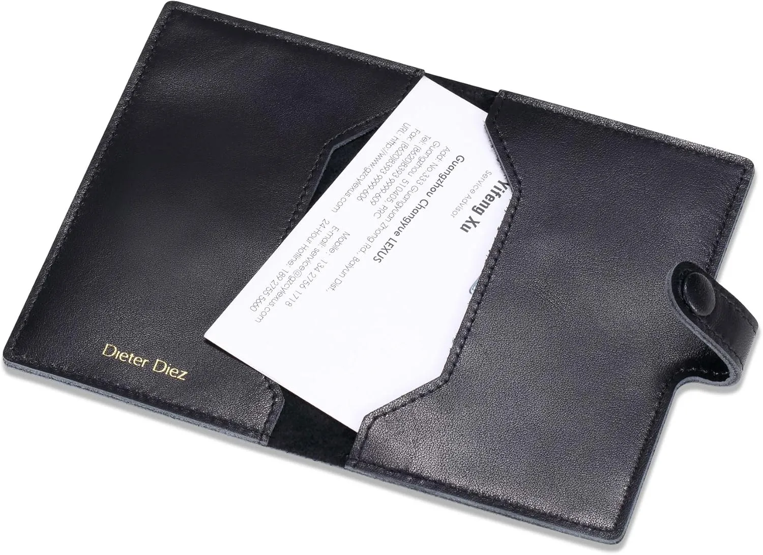 HISCOW Minimalist Thin Bifold Card Holder - Italian Calfskin (Dieter Diez, Black)