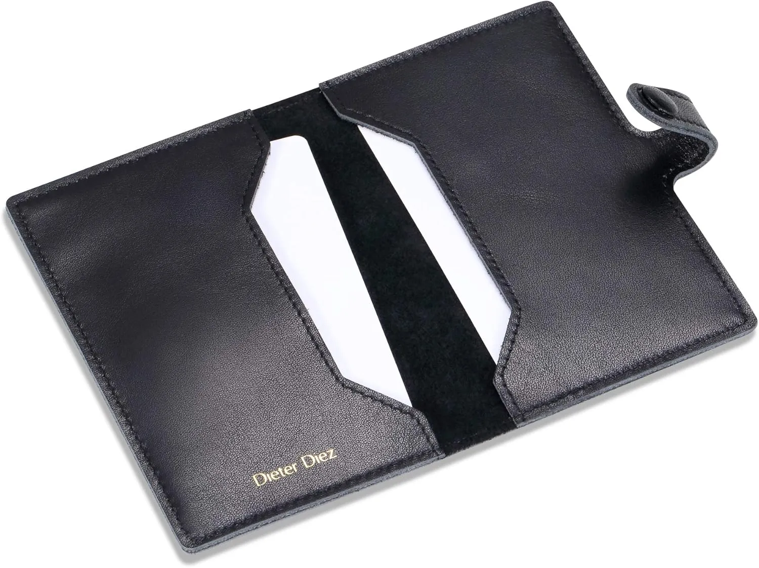HISCOW Minimalist Thin Bifold Card Holder - Italian Calfskin (Dieter Diez, Black)