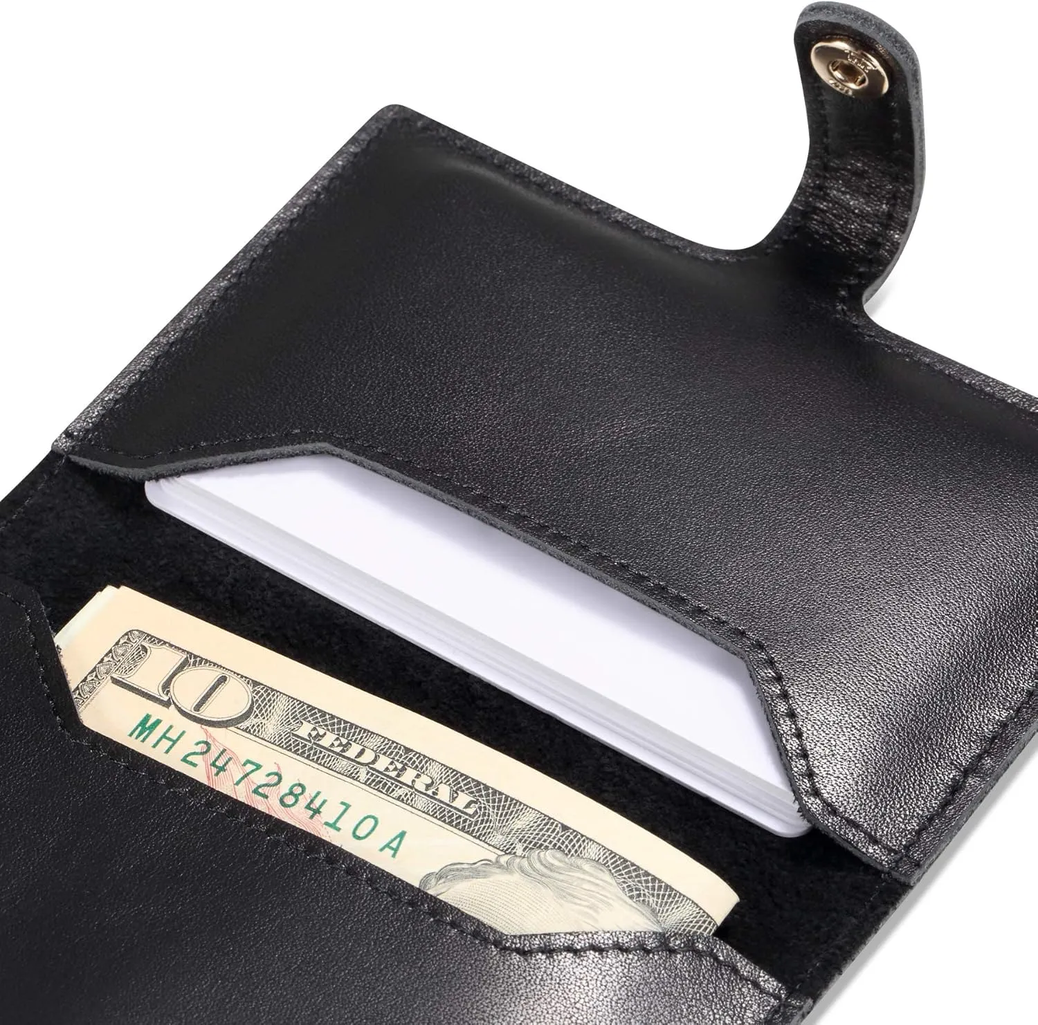HISCOW Minimalist Thin Bifold Card Holder - Italian Calfskin (Dieter Diez, Black)