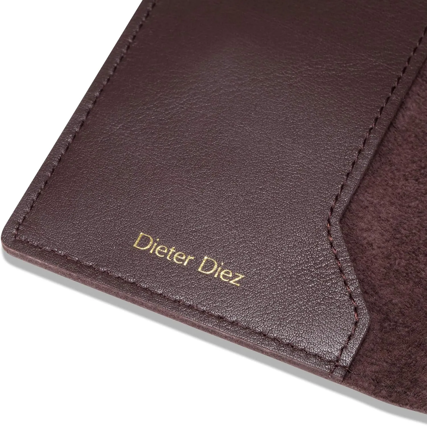HISCOW Minimalist Thin Bifold Card Holder - Italian Calfskin (Dieter Diez, Coffee)