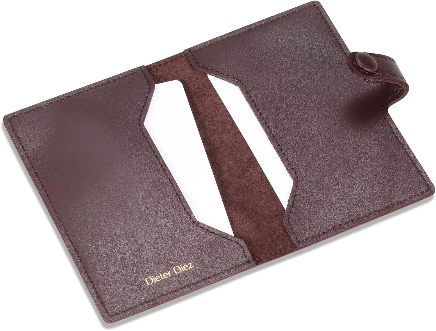 HISCOW Minimalist Thin Bifold Card Holder - Italian Calfskin (Dieter Diez, Coffee)