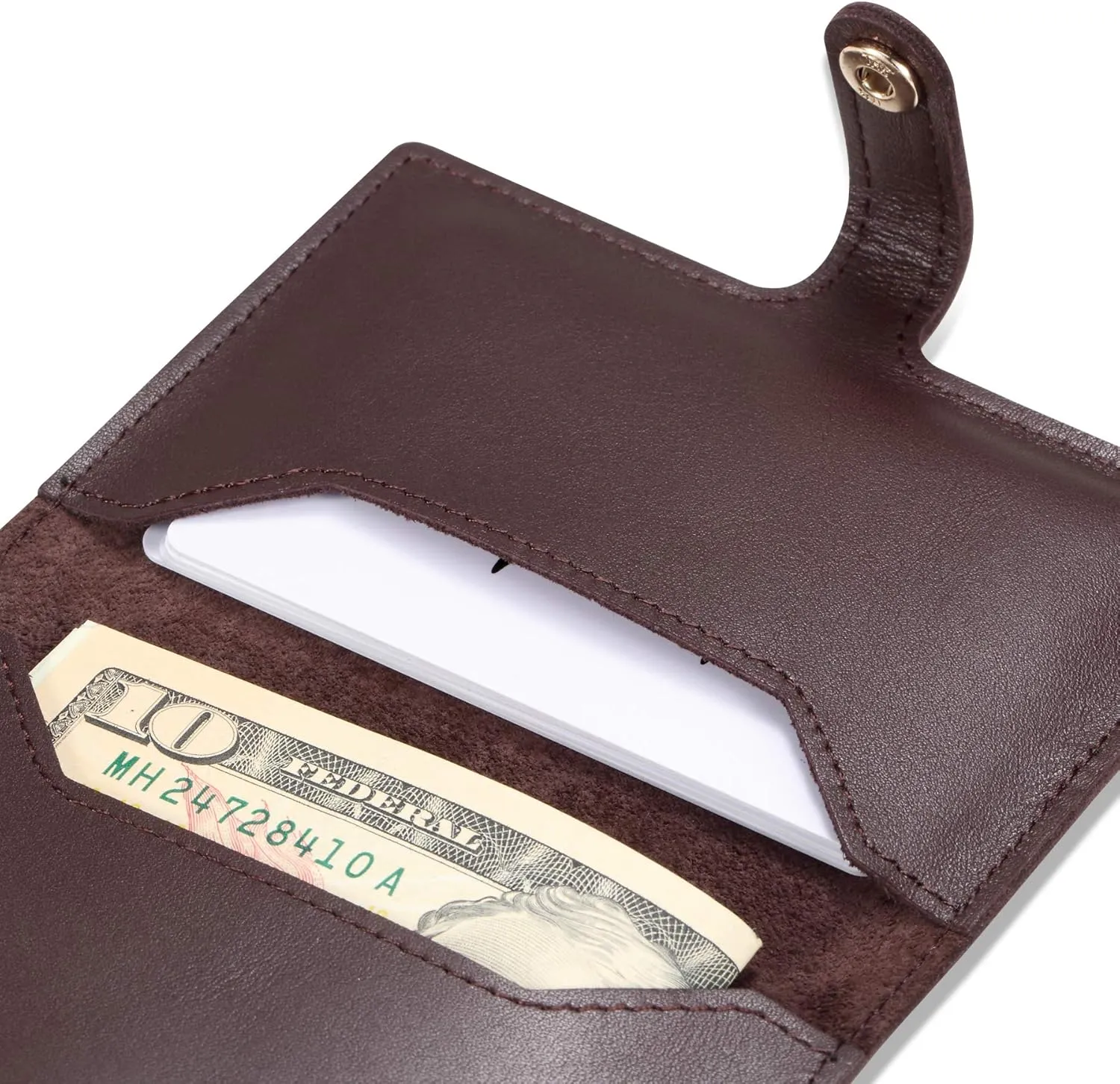 HISCOW Minimalist Thin Bifold Card Holder - Italian Calfskin (Dieter Diez, Coffee)