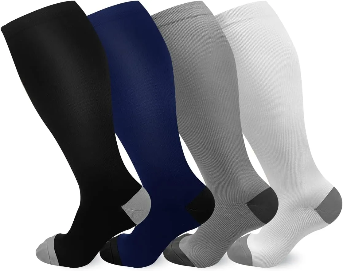 HLTPRO 4 Pairs Compression Socks for Women & Men - Best Support for Medical, Circulation, Nurses, Running, Travel