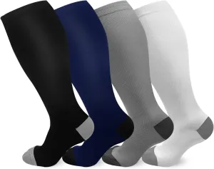 HLTPRO 4 Pairs Compression Socks for Women & Men - Best Support for Medical, Circulation, Nurses, Running, Travel