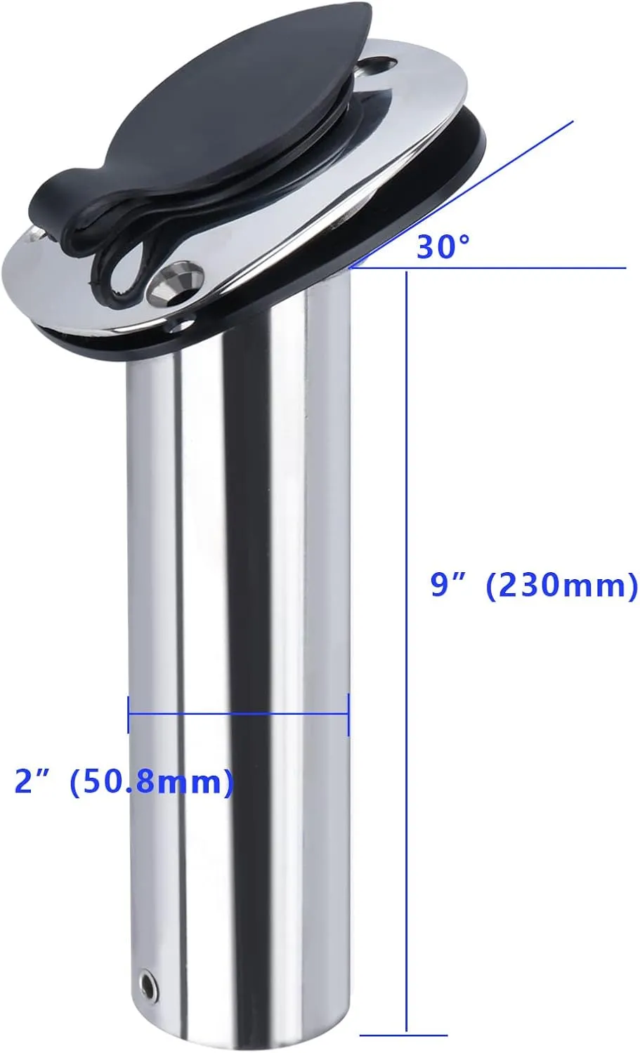 Hoffen 2Pcs Boat Stainless Steel Fishing Rod Holder Flush Mount 15/30/90 Degree with PVC Cap,Inner Tube and Gasket