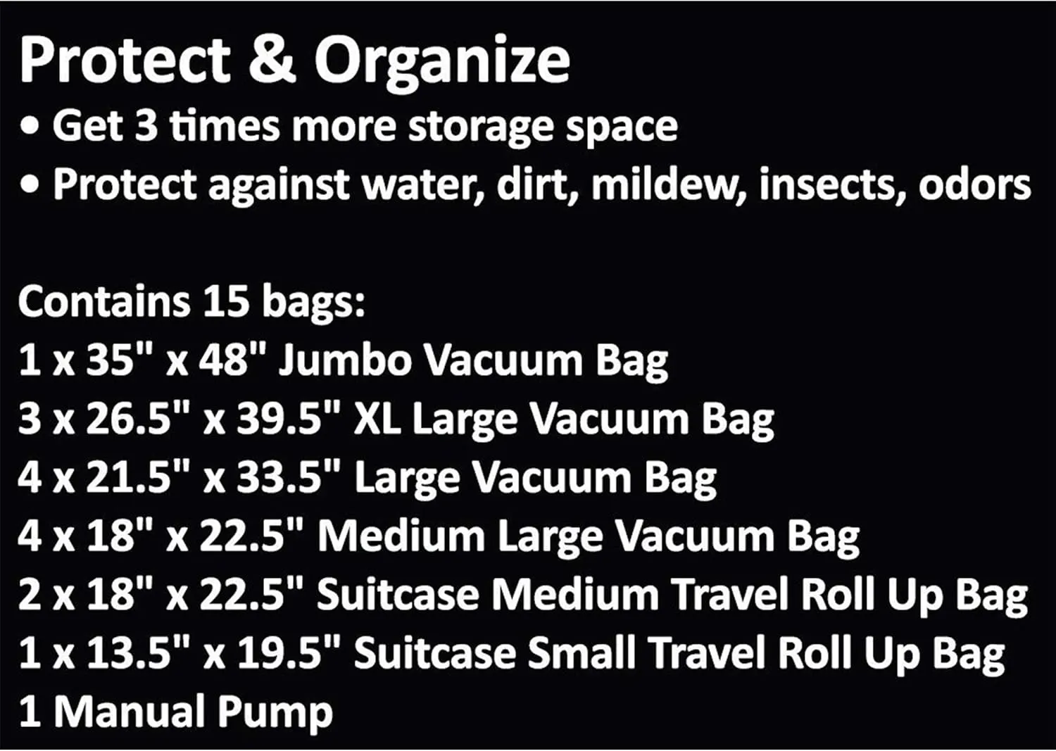 Home Complete Space Saver Vacuum Bags, 15 pack with Pump