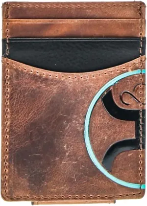 HOOEY 2.0 Leather Men's Money Clip Wallet (HOOEY 2.0 - Brown/Black/Turquoise)